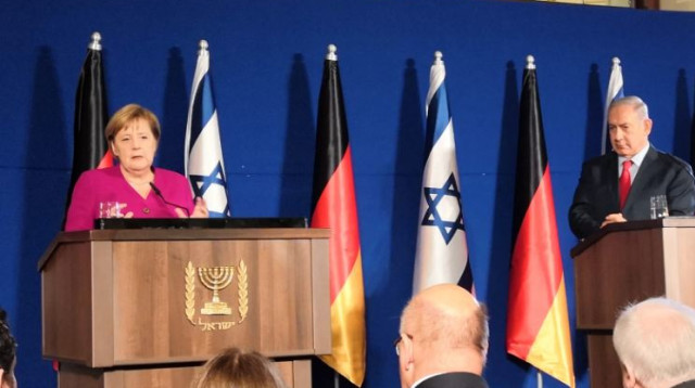 בנימין נתניהו ואנגלה מרקל במסיבת העיתונאים (צילום: יניר קוזין)