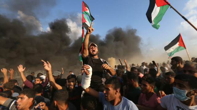 ההפגנות על גבול ישראל-עזה (צילום: רויטרס)