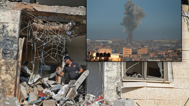 תקיפת צה"ל ברצועת עזה, פגיעת רקטה בבית בבאר שבע (צילום: AFP)