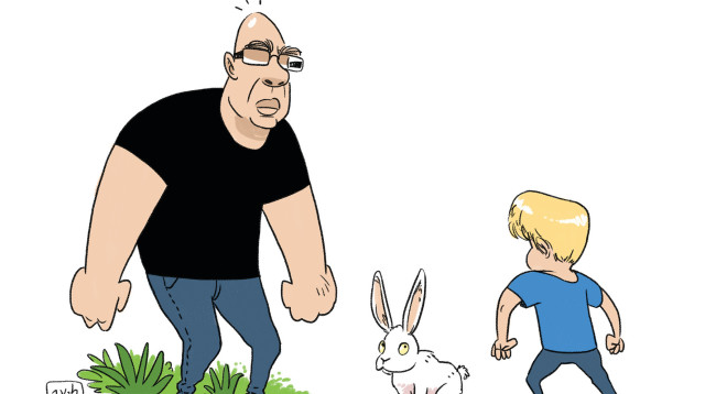 רון קופמן, גיאצ'ו והארנב (צילום: ליאב צברי)