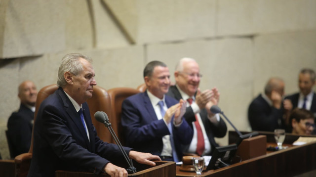 נשיא צ'כיה מילוש זמאן במליאת הכנסת (צילום: מרק ישראל סלם)