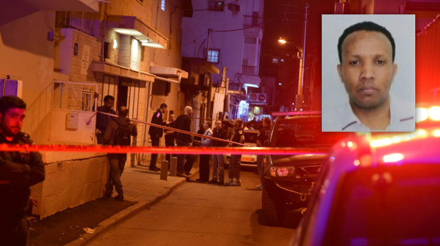 זירת אירוע הרצח בשכונת התקווה בתל אביב, בתמונה הקטנה: החשוד ברצח, טספברהן טספסיון (צילום: קובי ריכטר/TPS)