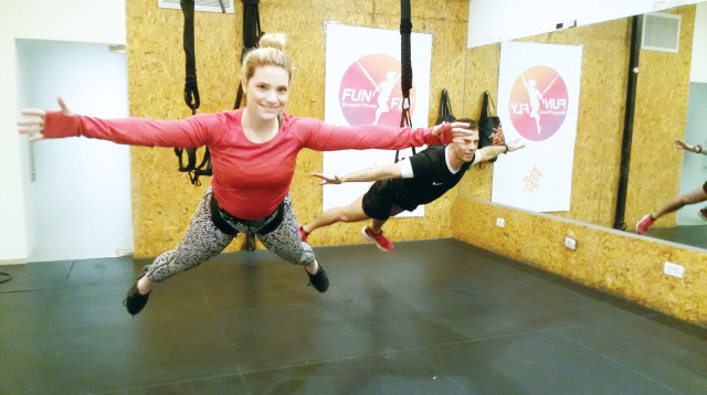 שורש וגביש באימון בנג'י פיטנס (צילום: אילנה שטוטלנד)