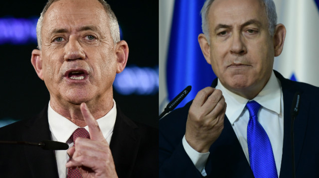 בנימין נתניהו ובני גנץ (צילום: תומר נויברג, פלאש 90)