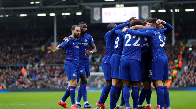 שחקני צ'לסי חוגגים (צילום: רויטרס)