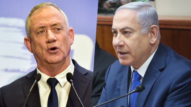 בנימין נתניהו, בני גנץ (צילום: פלאש 90)