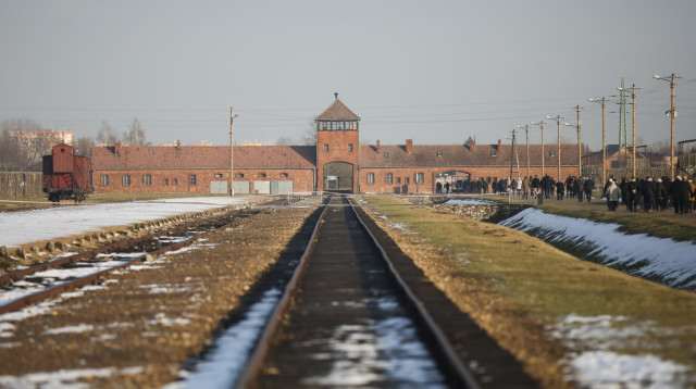 פסי הרכבת באושוויץ (צילום: Beata Zawrzel / NurPhoto, AFP)