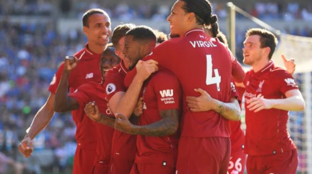 שחקני ליברפול חוגגים (צילום: Getty images)
