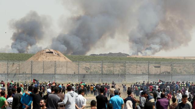 הפגנות בגבול רצועת עזה (צילום: רויטרס)