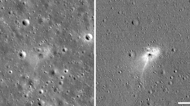 הפגיעה של חללית בראשית בירח (צילום: נאס"א)