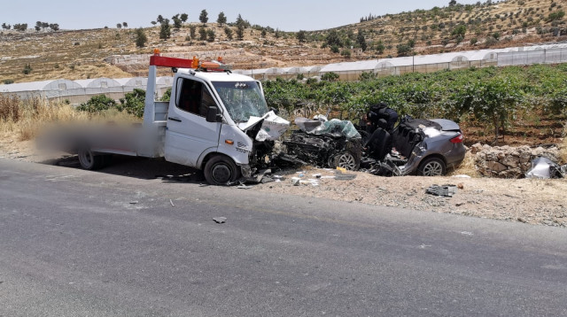 תאונת דרכים בכביש 60 (צילום: דוברות המשטרה)