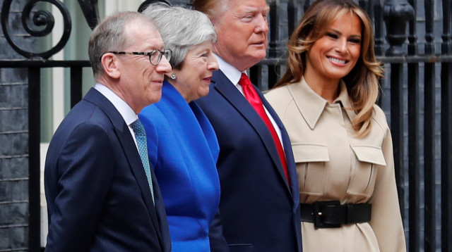 דונלד ומלניה טראמפ, תרזה ופיליפ מיי (צילום: רויטרס)