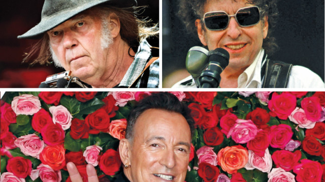 ברוס ספרינגסטין, ניל יאנג ובוב דילן (צילום: רויטרס)