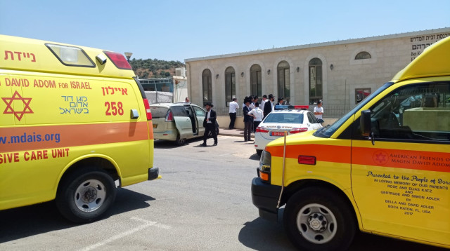 תינוק נשכח ברכב במודיעין עילית (צילום: מד"א)