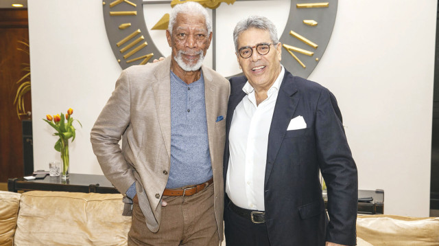 משה ממרוד עם מורגן פרימן (צילום: ערן לם)