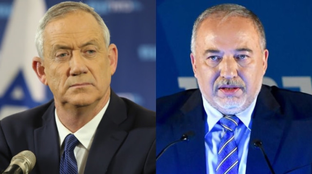 אביגדור ליברמן, בני גנץ (צילום: אבשלום ששוני,אלוני מור)