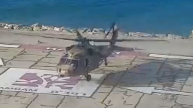 המסוק מגיע לרמב"ם במסגרת התרגיל לחזבאללה (צילום: דוברות רמב"ם)