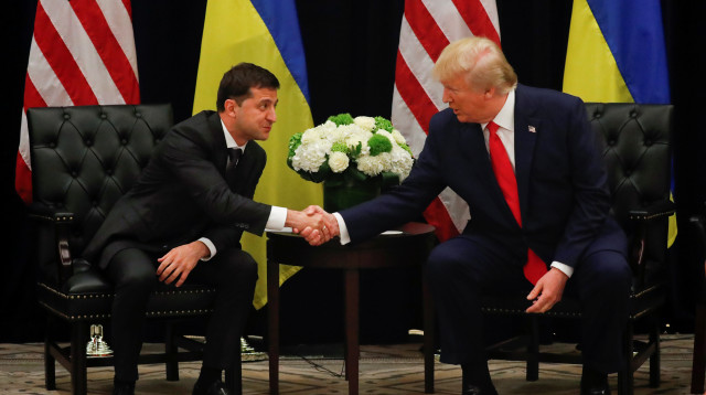 טראמפ ונשיא אוקראינה נפגשים (צילום: רויטרס)