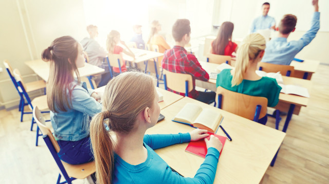 תלמידים יושבים בכיתה בבית ספר, אילוסטרציה (למצולמים אין קשר לנאמר בכתבה) (צילום: אינג אימג')