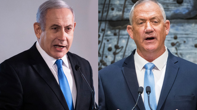 בני גנץ, בנימין נתניהו (צילום: יונתן זינדל,הדס פרוש , פלאש 90)