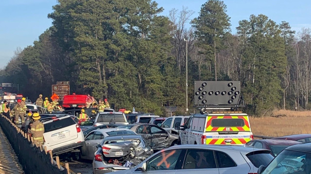 תאונת השרשרת, וירג'יניה, ארה"ב (צילום: VA State Police via Reuters)
