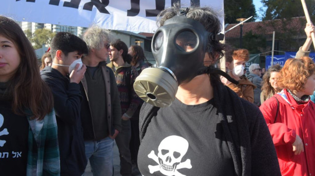 ההפגנה נגד הנישוב באסדת לוויתן  (צילום: אבשלום ששוני)