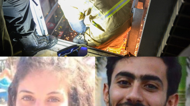 סתיו הררי ודין שושני שנהרגו באסון המעלית בתל אביב (צילום: פייסבוק,יחידת התיעוד המבצעי כב"ה)