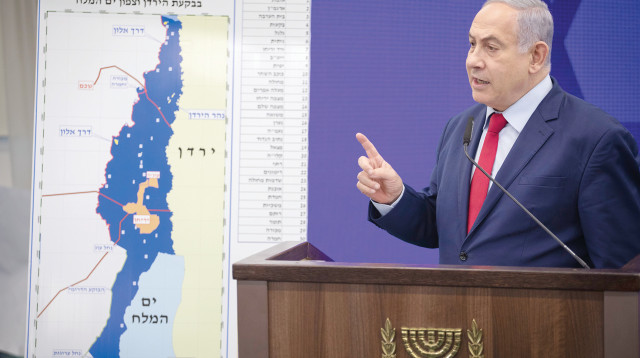 בנימין נתניהו מכריז על כוונתו לסיפוח הבקעה (צילום: הדס פרוש, פלאש 90)