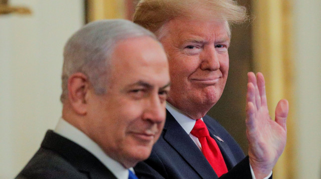 טראמפ ונתניהו בעת ההכרזה על תוכנית השלום (צילום: רויטרס)