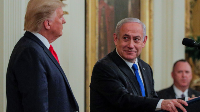 נתניהו וטראמפ מכריזים על תוכנית המאה (צילום: רויטרס)