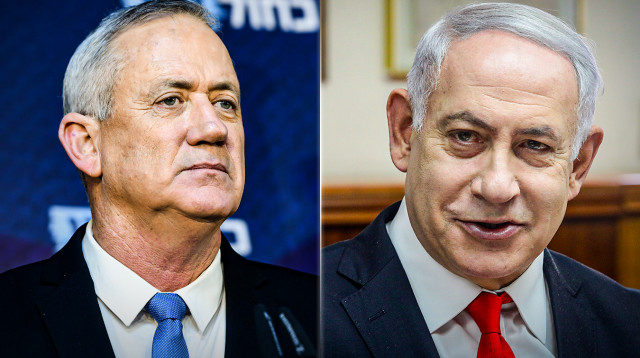 בנימין נתניהו, בני גנץ (צילום: אבשלום ששוני, מרק ישראל סלם, פלאש 90)