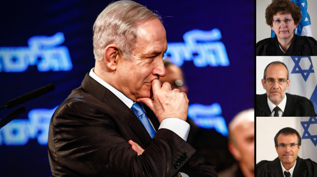 בנימין נתניהו ושופטיו (צילום: פלאש 90,אתר הרשות השופטת)