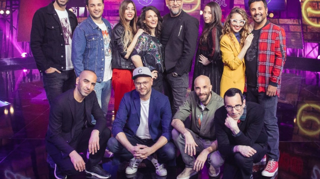 קומדי סטאר, צביקה הדר, נטע אלחימיסטר, גיא עמיר וחנן סביון (צילום: מיכה לובנטון)