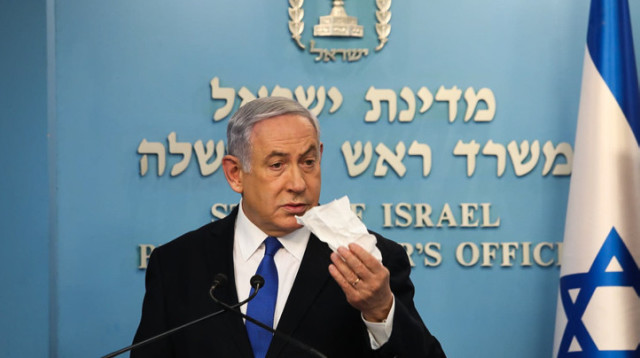 הקורונה: בנימין נתניהו במסיבת עיתונאים (צילום: פלאש 90)