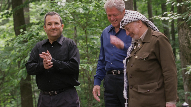 עראפת, קלינטון וברק בקמפ דיוויד (צילום: אבי אוחיון, לע"מ)