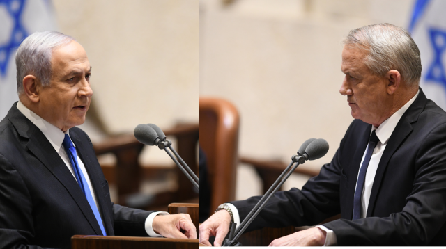 בני גנץ, בנימין נתניהו (צילום: דוברות הכנסת, עמוס בן גרשום)