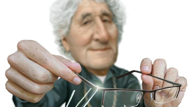 מאיר עוזיאל ומשקפיו (צילום: איור: אופיר בגון)