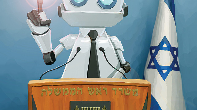 הבינה המלאכותית לא תחליף בעתיד את הפוליטיקאים (צילום: איור: אופיר בגון)