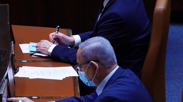 בנימין נתניהו, בני גנץ (צילום: דוברות הכנסת)