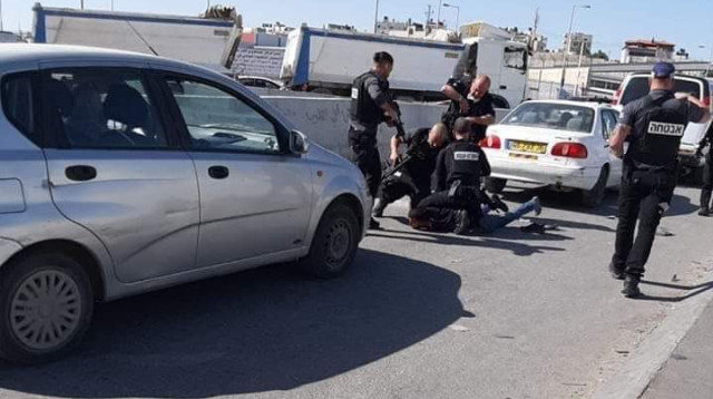 כוחות מג"ב בזירת סיכול פיגוע הדקירה במחסום קלנדיה (צילום: אנשי הדממה בפייסבוק)