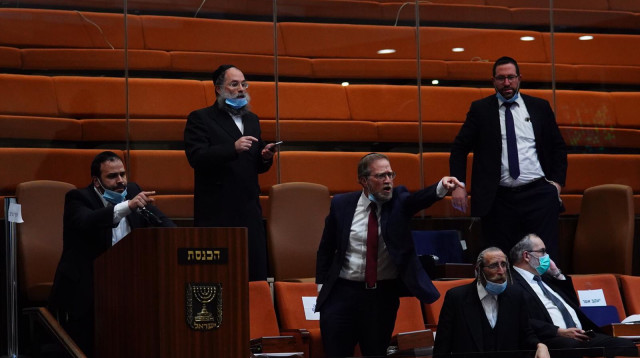 חברי הכנסת החרדים בתום ההצבעה (צילום: עדינה ולמן, דוברות הכנסת)