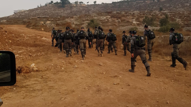 כוח מג"ב בתקרית סמוך ליצהר (צילום: דוברות המשטרה)