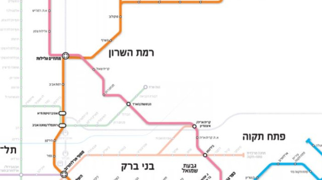 מפת הרכבת הקלה והמטרו בגוש דן (צילום: אתר נת"ע)