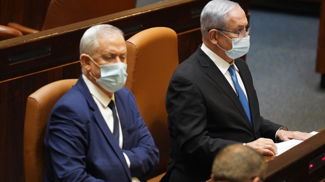 נתניהו וגנץ במליאה (צילום: דוברות הכנסת, יהונתן סמייה)