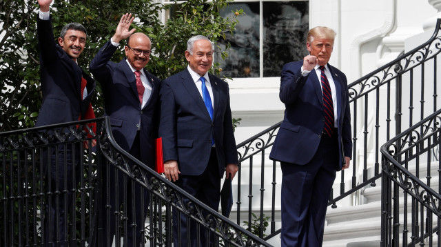 טקס חתימת הסכם השלום עם איחוד האמירויות ובחריין (צילום: רויטרס)