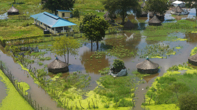 כפר בדרום סודאן שהוצף על ידי הנילוס (צילום: רויטרס)