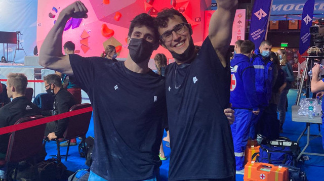 יובל שמלא ואלכס חזנוב (צילום: רועי פלגי, התאחדות הטיפוס בישראל)