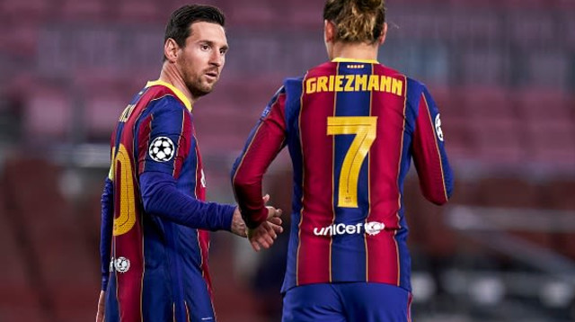 אנטואן גריזמן, ליאו מסי (צילום: Pedro Salado/Quality Sport Images/Getty Images)