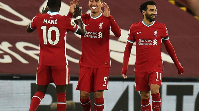 סלאח, פירמינו, מאנה (צילום: John Powell/Liverpool FC via Getty Images)