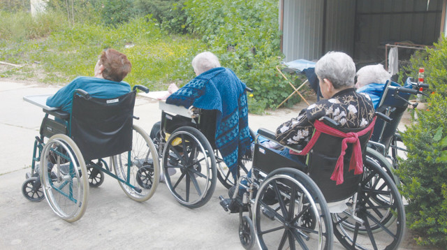 קשישים בכיסאות גלגלים (צילום: יוסי אלוני)